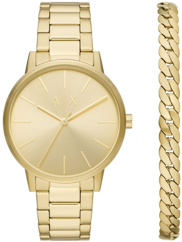 armani exchange herrklocka ax7144set cayde guldtonad/guldtonat stål