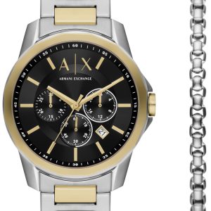 Armani Exchange Herrklocka AX7148SET Banks Svart/Guldtonat stål Ø44