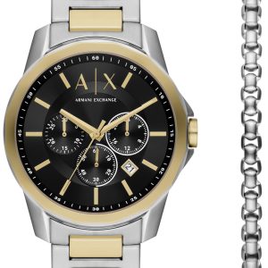 Armani Exchange Herrklocka AX7148SET Banks Svart/Guldtonat stål Ø44