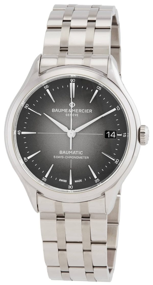 baume & mercier herrklocka m0a10551 clifton grå/stål ø40 mm