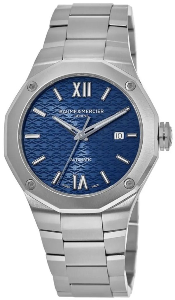 baume & mercier herrklocka m0a10620 riviera blå/stål ø42 mm