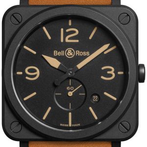 Bell & Ross BRS-HERI-CEM Br S Quartz Svart/Läder