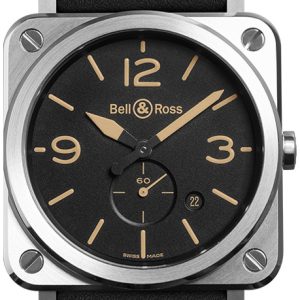 Bell & Ross BRS-HERI-ST/SCA Br S Quartz Svart/Läder