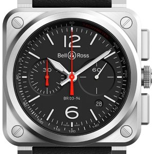 Bell & Ross Herrklocka BR0394-BLC-ST/SCA BR 03-94 Svart/Läder
