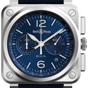 Bell & Ross Herrklocka BR0394-BLU-ST/SCA Br 03-94 Blå/Läder