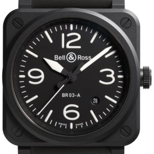 Bell & Ross Herrklocka BR03A-BL-CE/SRB BR 03 Svart/Gummi Ø41 mm