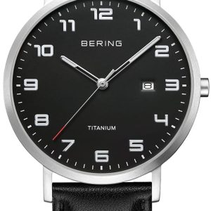 Bering Herrklocka 18640-402 Titanium Svart/Läder Ø40 mm