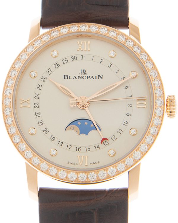 blancpain damklocka 6126-2987-55a villeret vit/läder ø29.2 mm