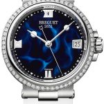 breguet damklocka 9518st-e2-584-d000 marine blå/gummi ø33.8 mm