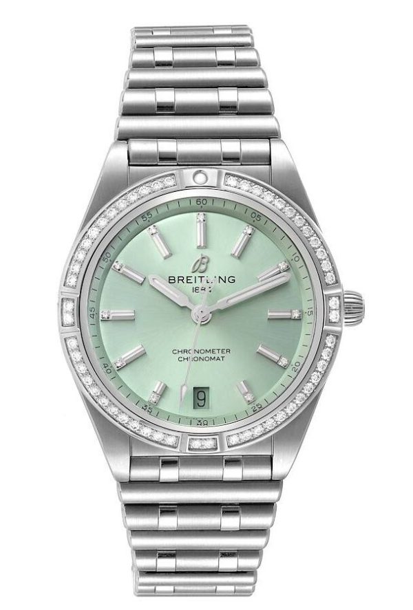 breitling damklocka a10380591l1a1 chronomat automatic 36 grön/stål