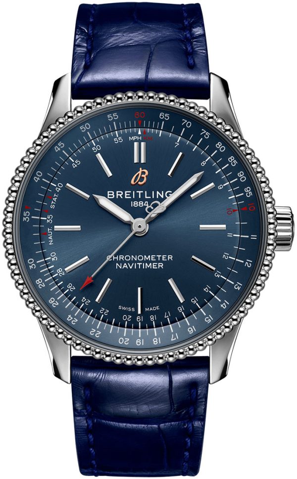 breitling damklocka a17395161c1p2 navitimer automatic 35 blå/läder