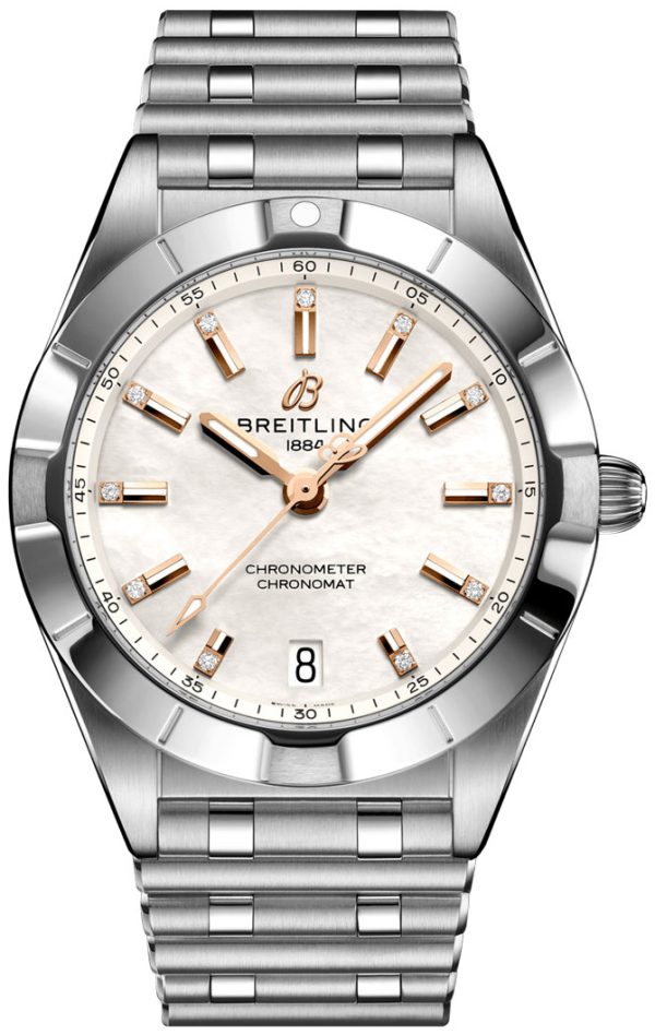 breitling damklocka a77310101a4a1 chronomat 32 vit/stål ø32 mm