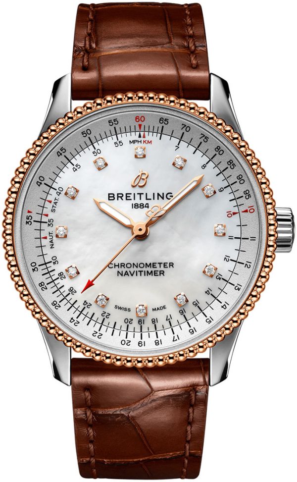 breitling damklocka u17395211a1p2 navitimer automatic 35 vit/läder