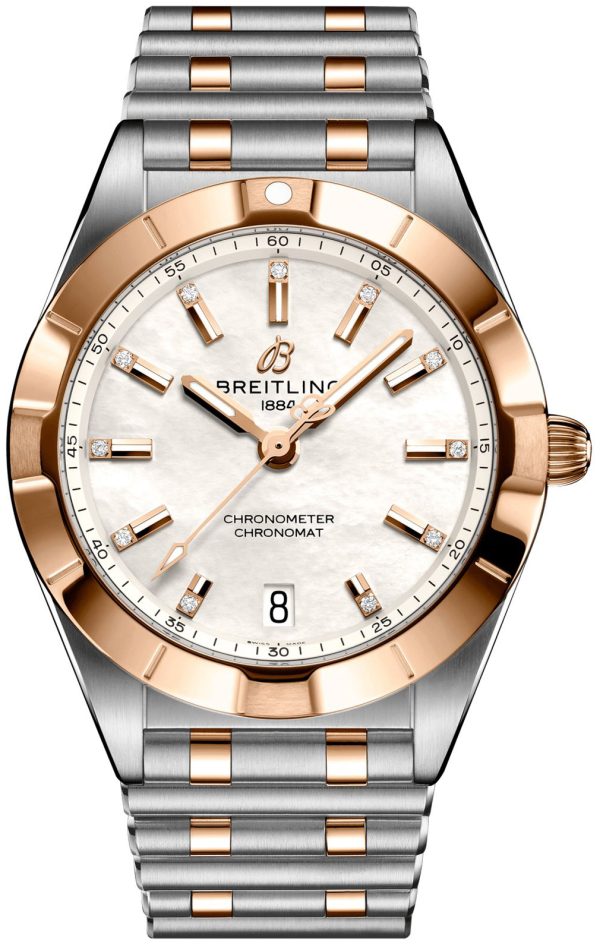 breitling damklocka u77310101a2u1 chronomat 32 vit/18 karat roséguld