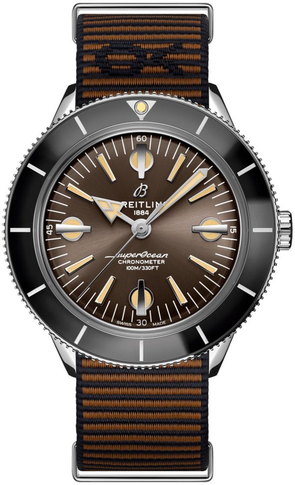 breitling herrklocka a103703a1q1w1 superocean heritage 57 brun/textil