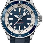 breitling herrklocka a17375e71c1s1 superocean automatic 42 blå/gummi
