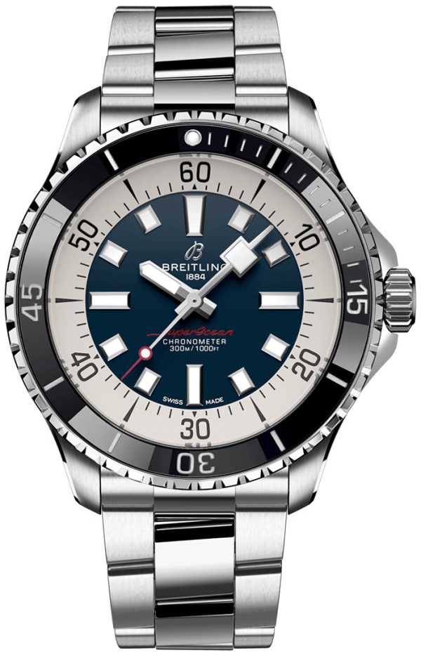 breitling herrklocka a17376211c1a1 superocean automatic 44 blå/stål