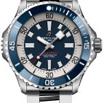 breitling herrklocka a17378e71c1a1 superocean automatic 46 blå/stål