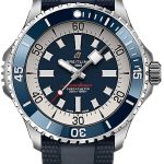breitling herrklocka a17378e71c1s1 superocean automatic 46 blå/gummi
