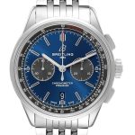 breitling herrklocka ab0118a61c1a1 premier chronograph 42 blå/stål