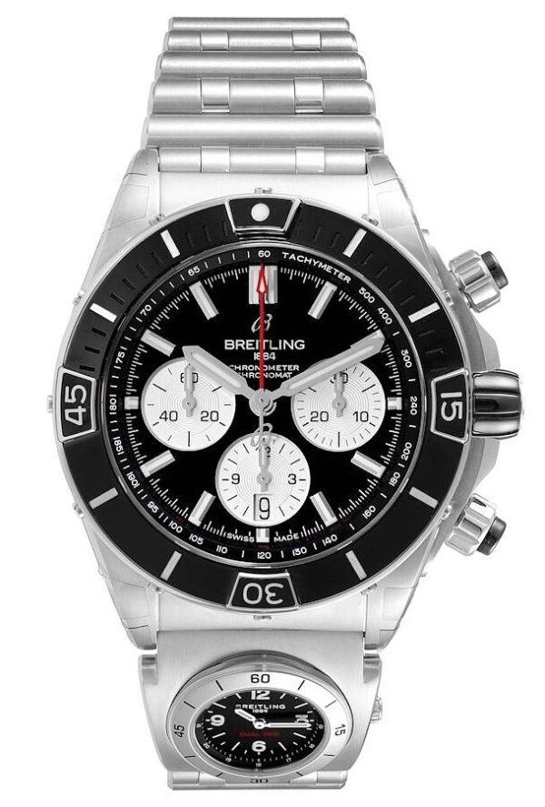 breitling herrklocka ab0136251b1a2 super chronomat b01 44 svart/stål