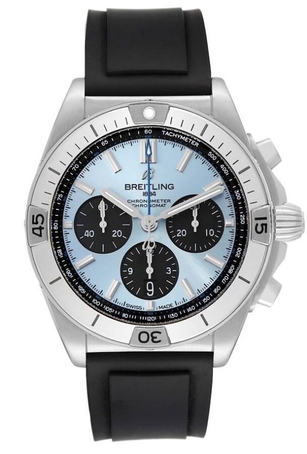 breitling herrklocka pb0134101c1s1 chronomat b01 42 blå/gummi ø42 mm
