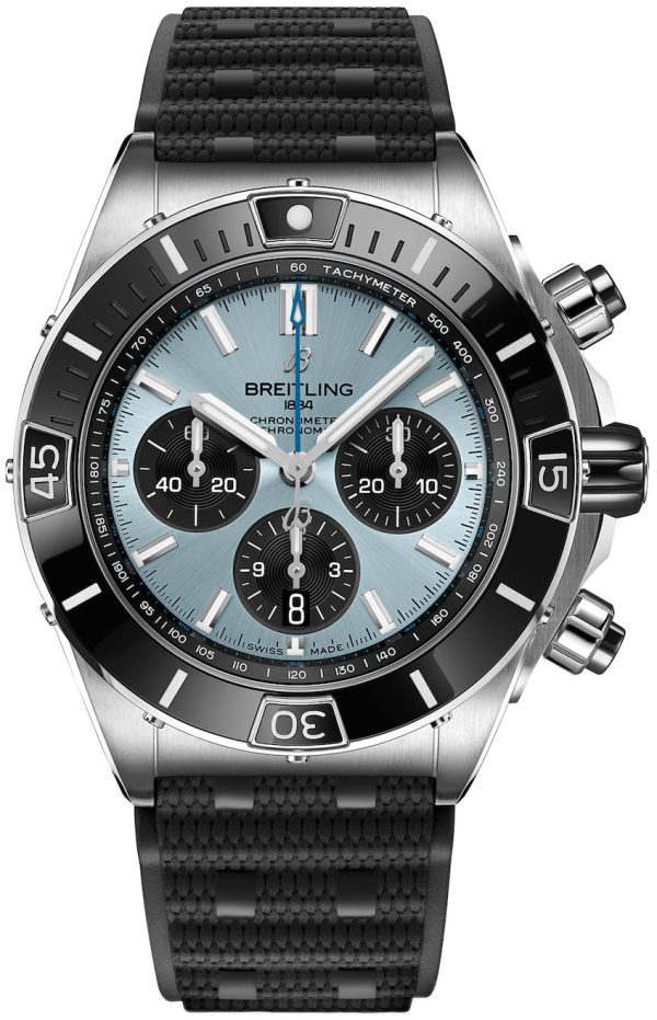 breitling herrklocka pb0136251c1s1 super chronomat b01 44 blå/gummi
