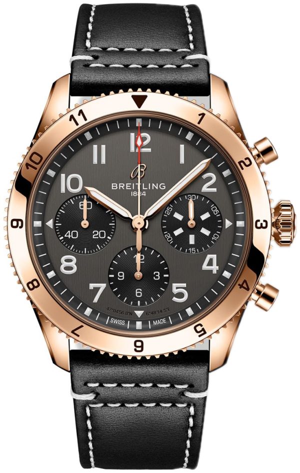 breitling herrklocka r233801a1b1x1 classic avi grå/läder ø42 mm