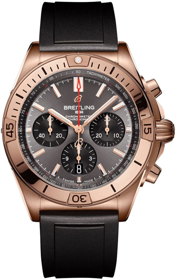 breitling herrklocka rb0134101b1s1 chronomat b01 42 grå/gummi ø42 mm