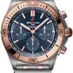 breitling herrklocka ub0134101c1u1 chronomat b01 42 blå/18 karat