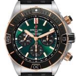 breitling herrklocka ub0136251l1s1 super chronomat b01 44 grön/gummi