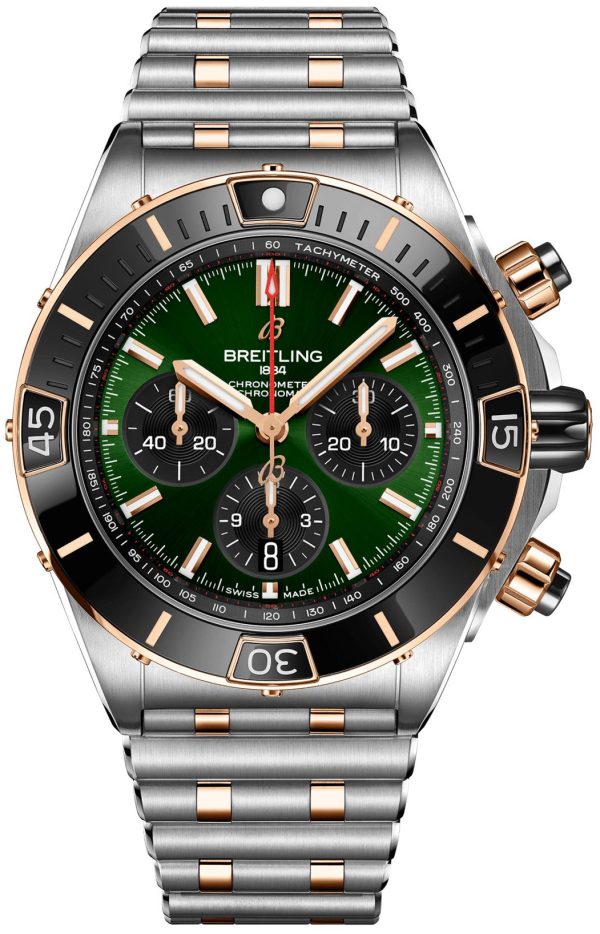 breitling herrklocka ub0136251l1u1 super chronomat b01 44 grön/18