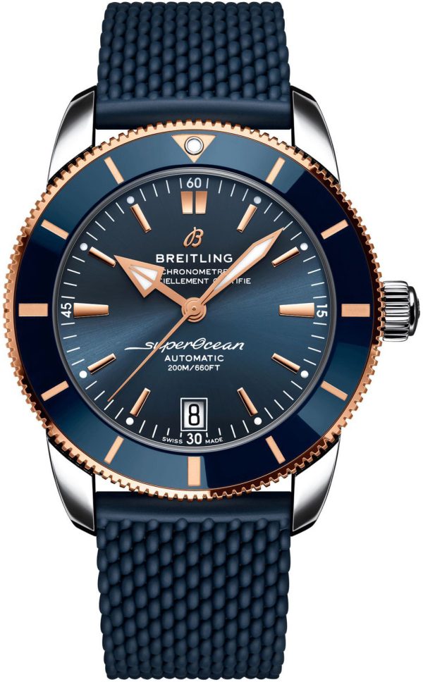 breitling herrklocka ub2010161c1s1 superocean heritage b20 blå/gummi