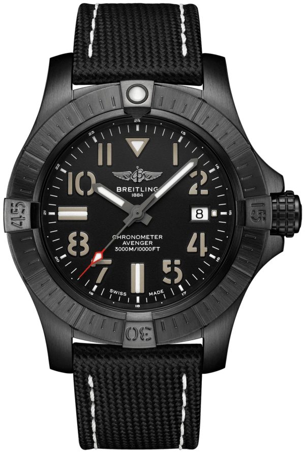breitling herrklocka v17319101b1x1 avenger ii seawolf svart/läder