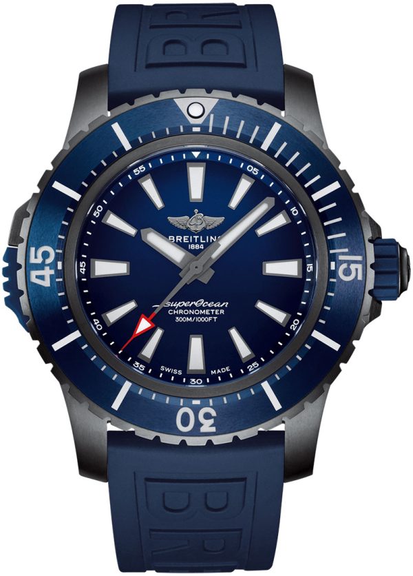 breitling herrklocka v17369161c1s1 superocean ii 48 blå/gummi ø48 mm
