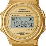 casio a171weg-9aef vintage lcd/gulguldtonat stål ø36.6 mm