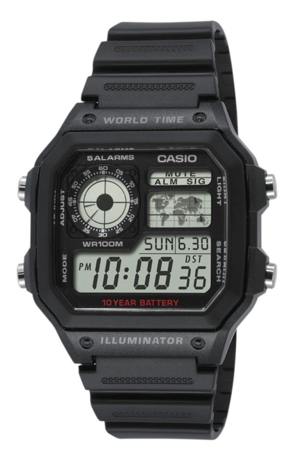 casio ae-1200wh-1avef collection lcd/resinplast