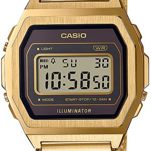 Casio Damklocka A1000MGA-5EF Vintage LCD/Gulguldtonat stål