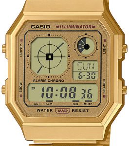 Casio Damklocka A130WEG-9AEF Vintage LCD/Gulguldtonat stål