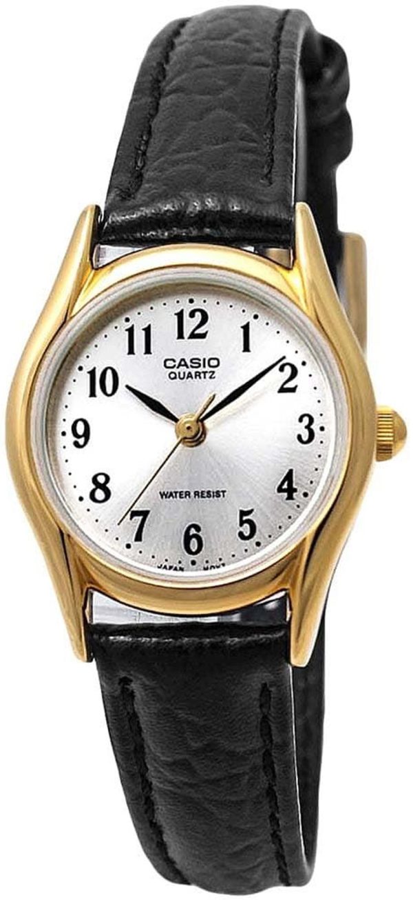 casio damklocka ltp-1154pq-7beg collection silverfärgad/läder ø23