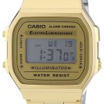 casio herrklocka a168wg-9ef collection lcd/gulguldtonat stål