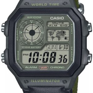 Casio Herrklocka AE-1200WHUB-3AVEF Vintage LCD/Textil