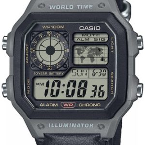 Casio Herrklocka AE-1200WHUB-8AVEF Vintage LCD/Textil
