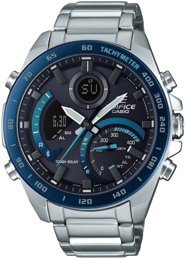 casio herrklocka ecb-900db-1ber edifice svart/stål ø48 mm