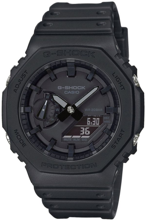 casio herrklocka ga-2100-1a1er g-shock svart/resinplast ø45.4 mm