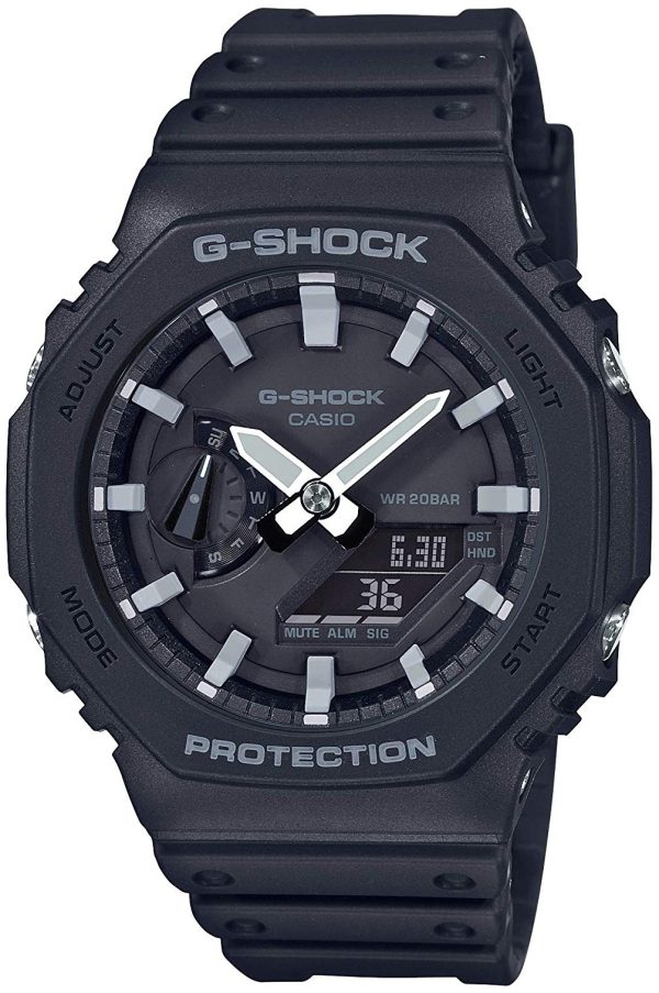 casio herrklocka ga-2100-1aer g-shock svart/resinplast ø45.4 mm