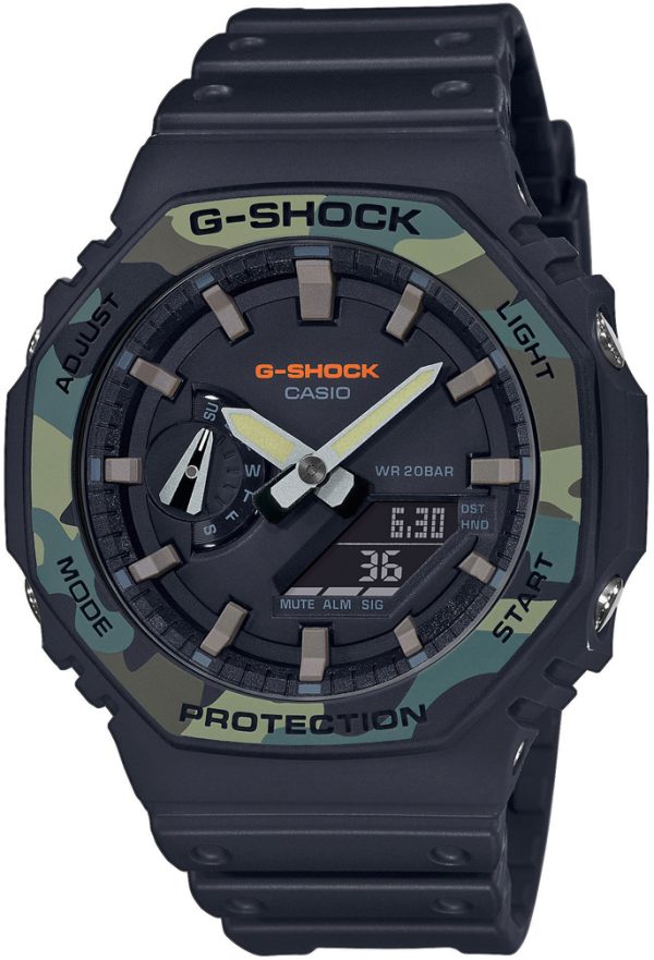 casio herrklocka ga-2100su-1aer g-shock svart/resinplast ø45.4 mm