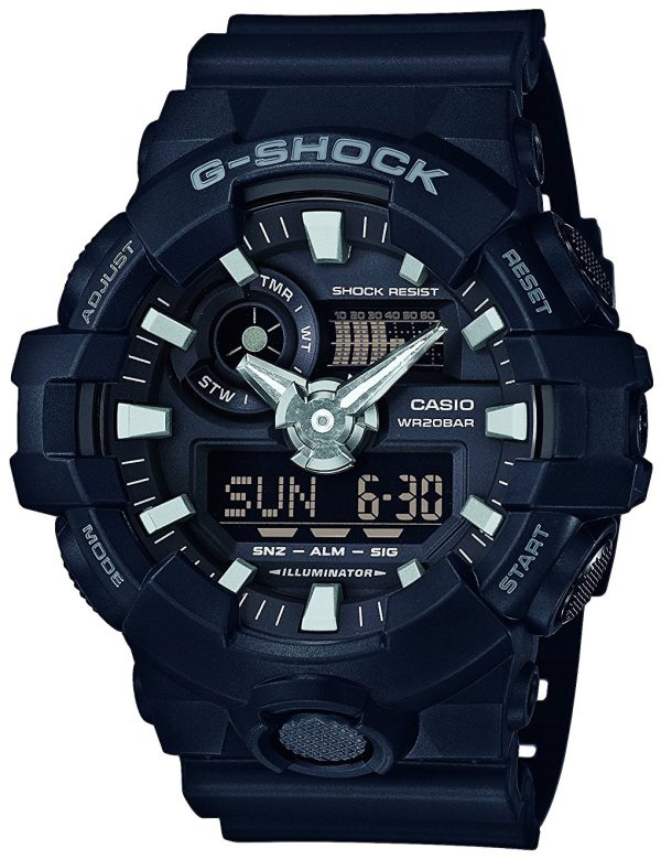 casio herrklocka ga-700-1ber g-shock svart/resinplast ø53.4 mm