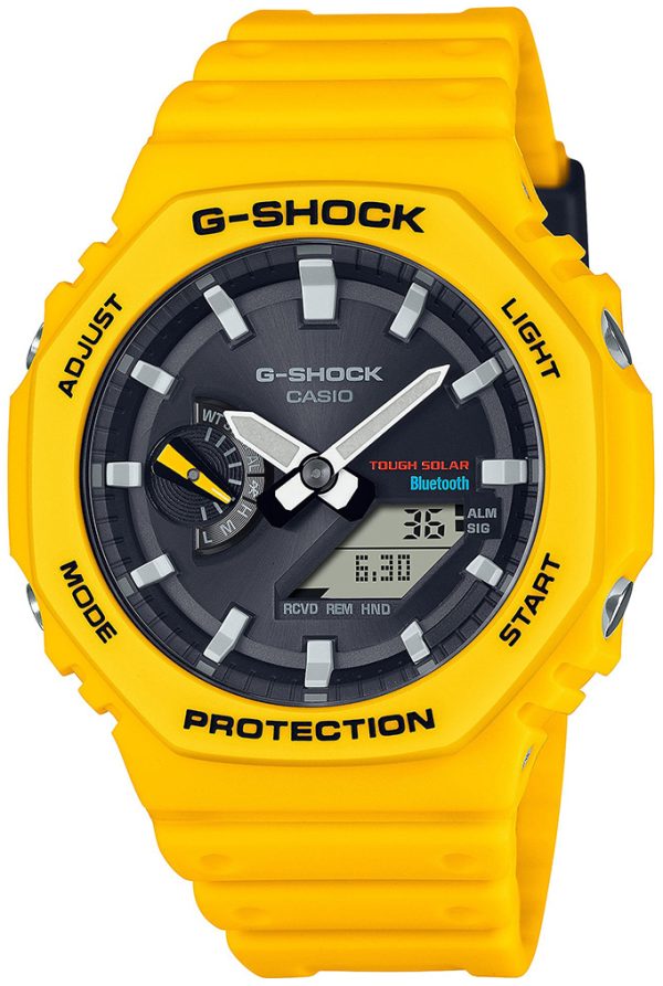 casio herrklocka ga-b2100c-9aer g-shock svart/resinplast ø45.4 mm