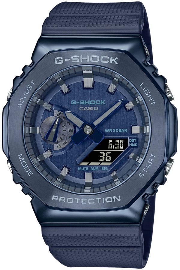 casio herrklocka gm-2100n-2aer g-shock blå/resinplast ø44.4 mm